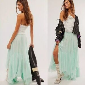NWOT Free People FP One Clover Skirt Asymmetrical Billowy Seafoam Mint Color